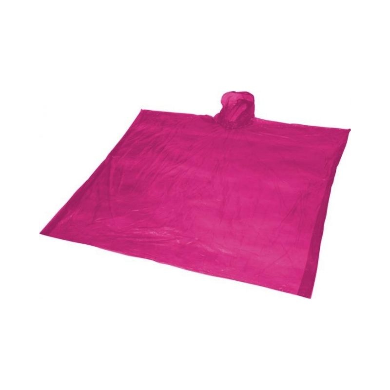Logo trade business gifts image of: Ziva disposable rain poncho, pink