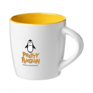 Logo trade promotional merchandise photo of: Aztec 340 ml ceramic mug, white/yellow