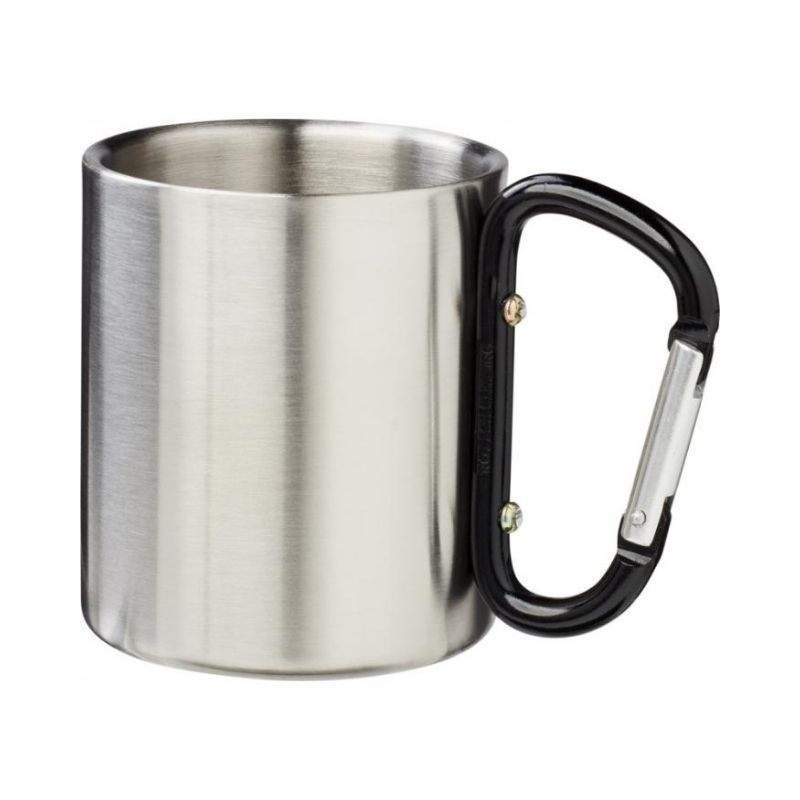 Logo trade corporate gifts image of: Alps 200 ml vacuum insulated mug with carabiner, black