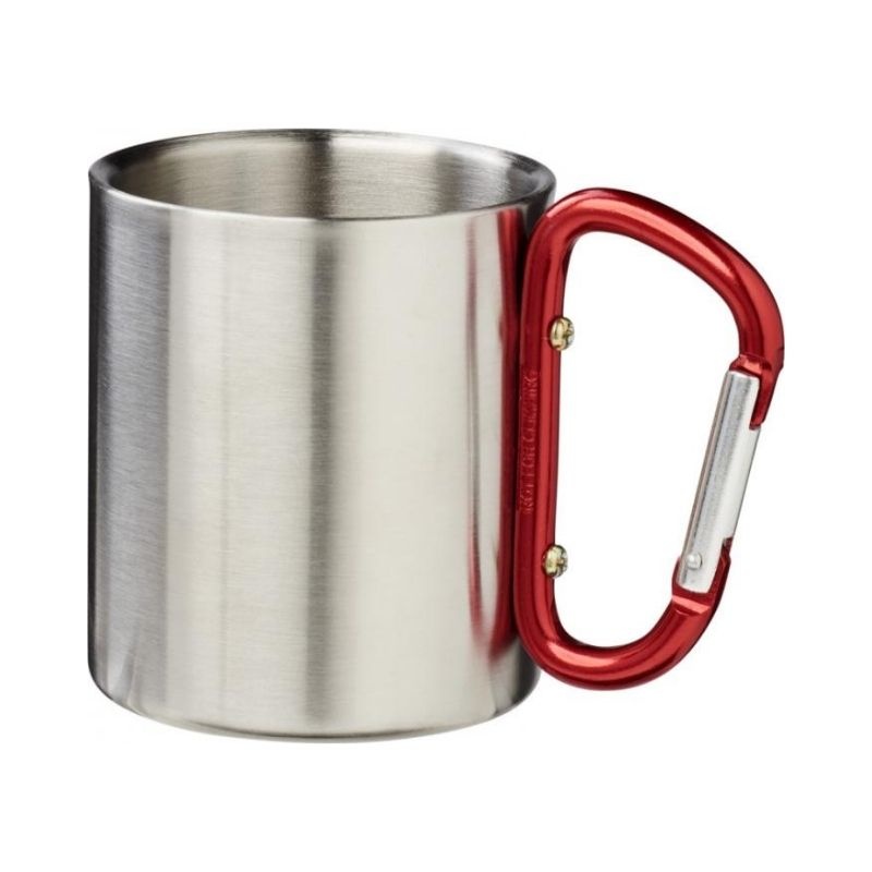 Logo trade corporate gifts image of: Alps 200 ml vacuum insulated mug with carabiner, red
