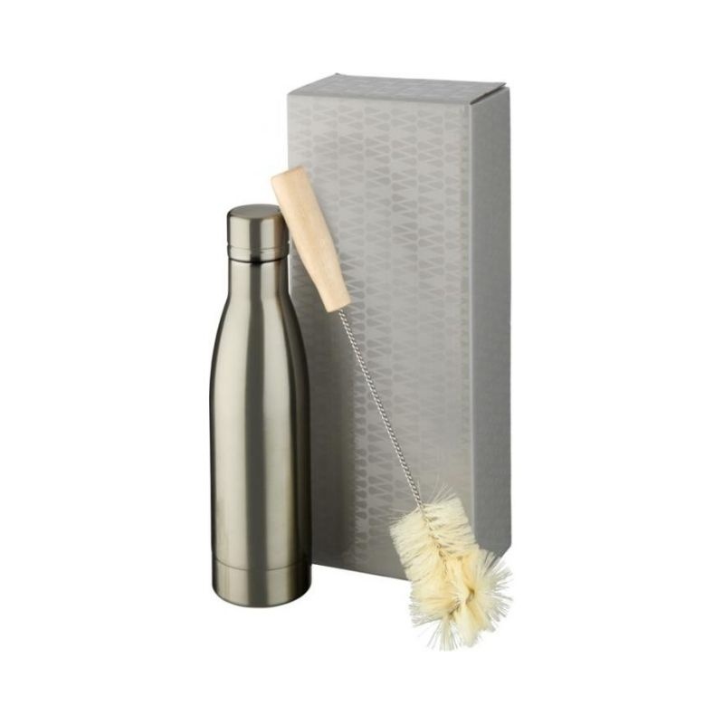 Logo trade promotional gifts picture of: Vasa copper vacuum insulated bottle with brush set, titanium