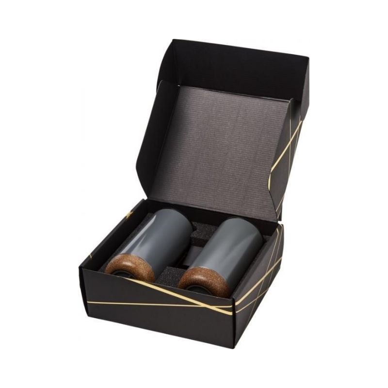 Logo trade promotional giveaways image of: Valhalla tumbler copper vacuum insulated gift set, grey