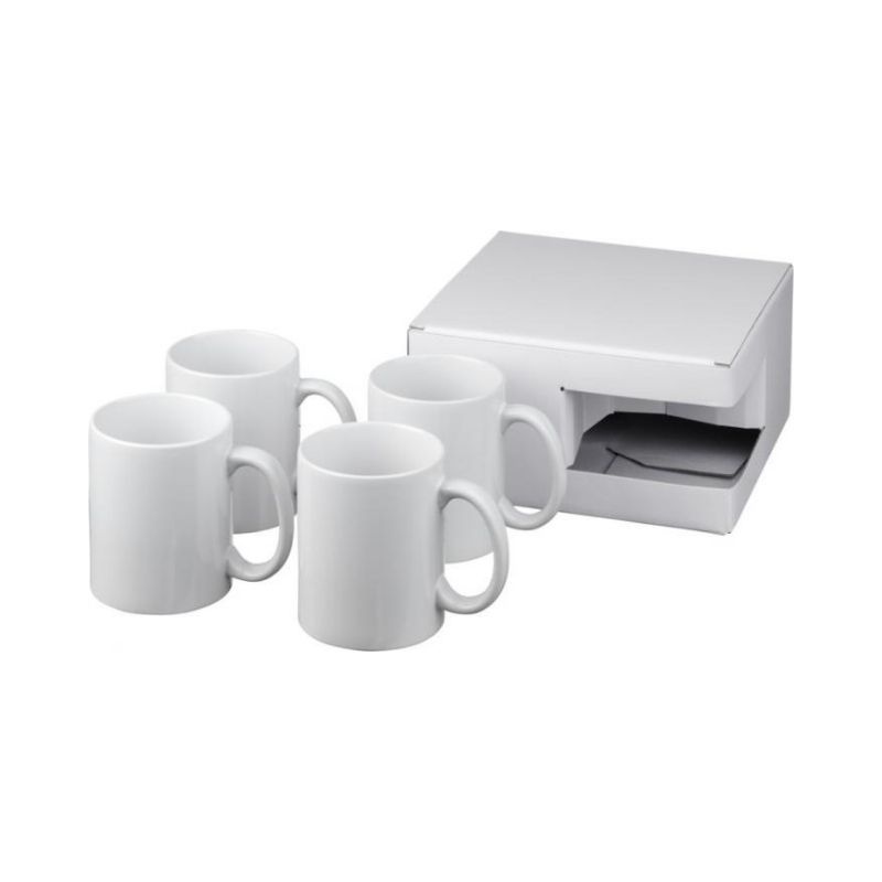 Logo trade promotional merchandise image of: Ceramic mug 4-pieces gift set, white