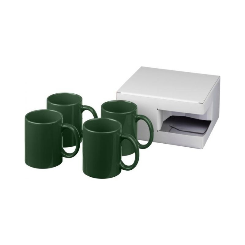 Logo trade promotional giveaways picture of: Ceramic mug 4-pieces gift set, green