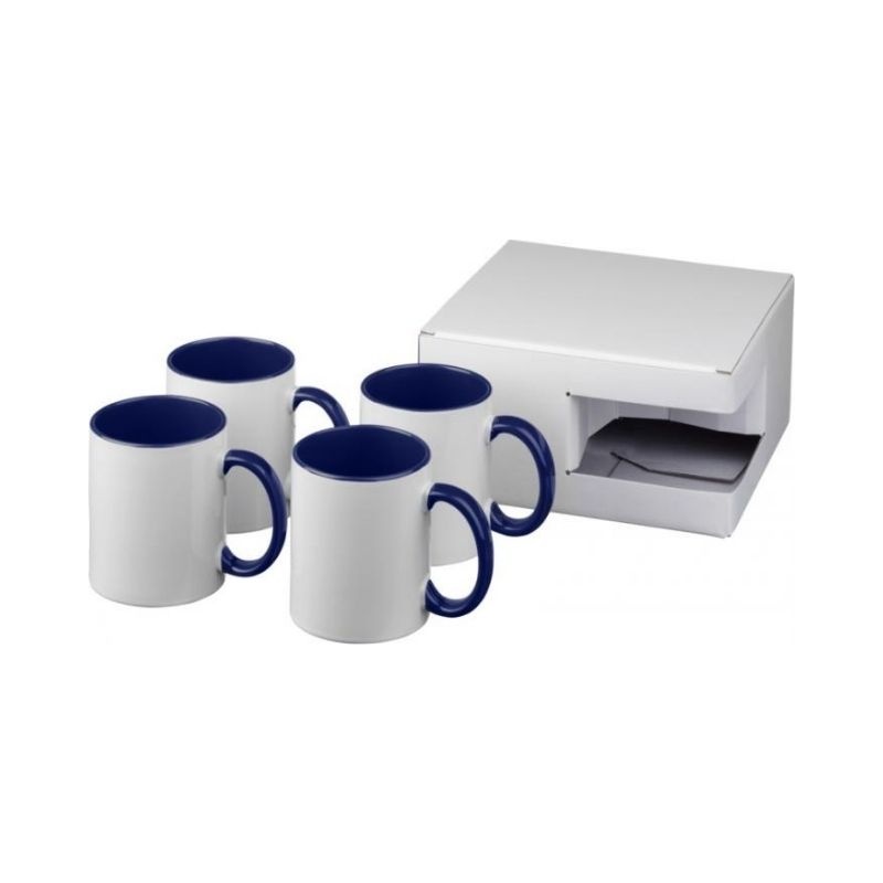 Logotrade business gift image of: Ceramic sublimation mug 4-pieces gift set, blue