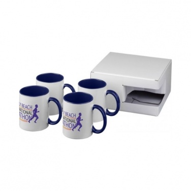 Logo trade promotional giveaway photo of: Ceramic sublimation mug 4-pieces gift set, blue