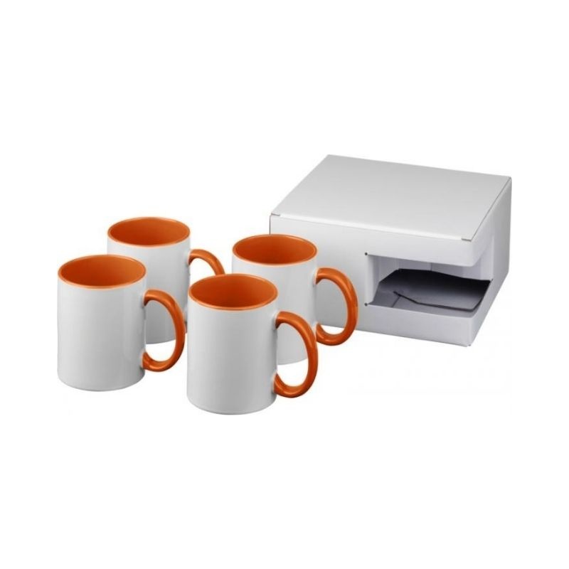 Logotrade business gift image of: Ceramic sublimation mug 4-pieces gift set, orange