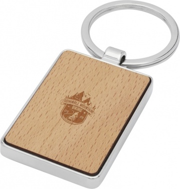 Logo trade corporate gifts image of: Mauro beech wood rectangular keychain