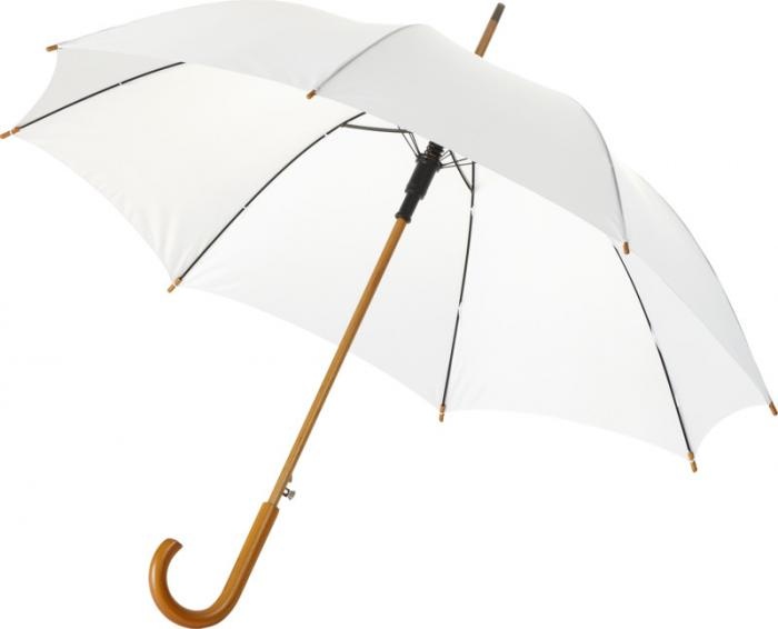 Logo trade promotional product photo of: Kyle 23" auto open umbrella wooden shaft and handle, white
