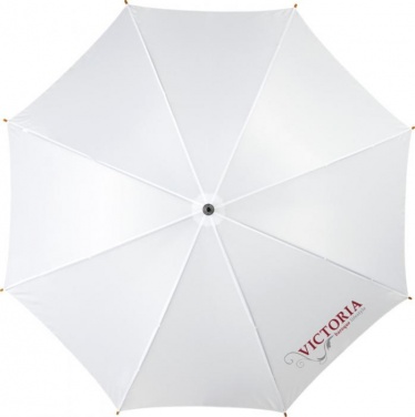 Logo trade promotional giveaway photo of: Kyle 23" auto open umbrella wooden shaft and handle, white
