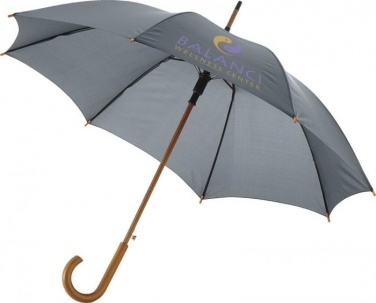 Logo trade promotional item photo of: Kyle 23" auto open umbrella wooden shaft and handle, grey