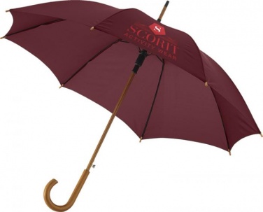 Logotrade promotional giveaway image of: Kyle 23" auto open umbrella wooden shaft and handle, brown