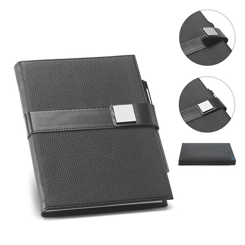 Logo trade corporate gifts image of: A5 EMPIRE Notebook. Notepad, Black/White