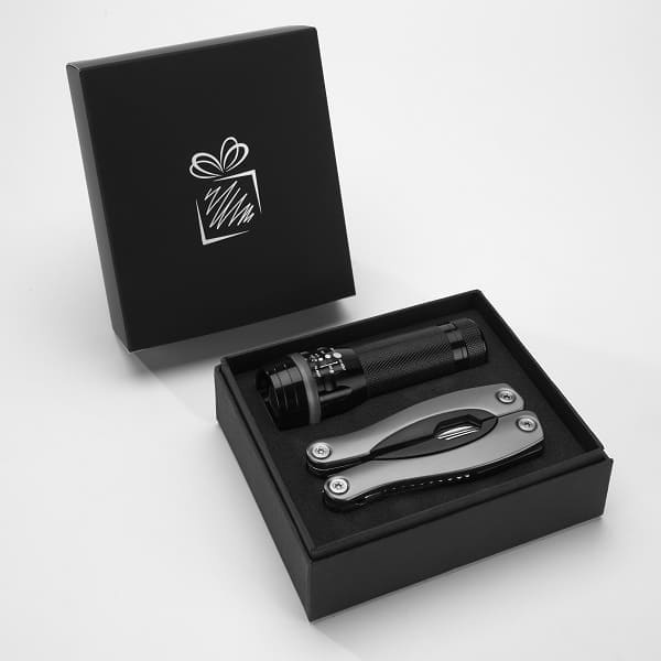 Logotrade promotional item picture of: Gift set Colorado II - torch & large multitool, grey