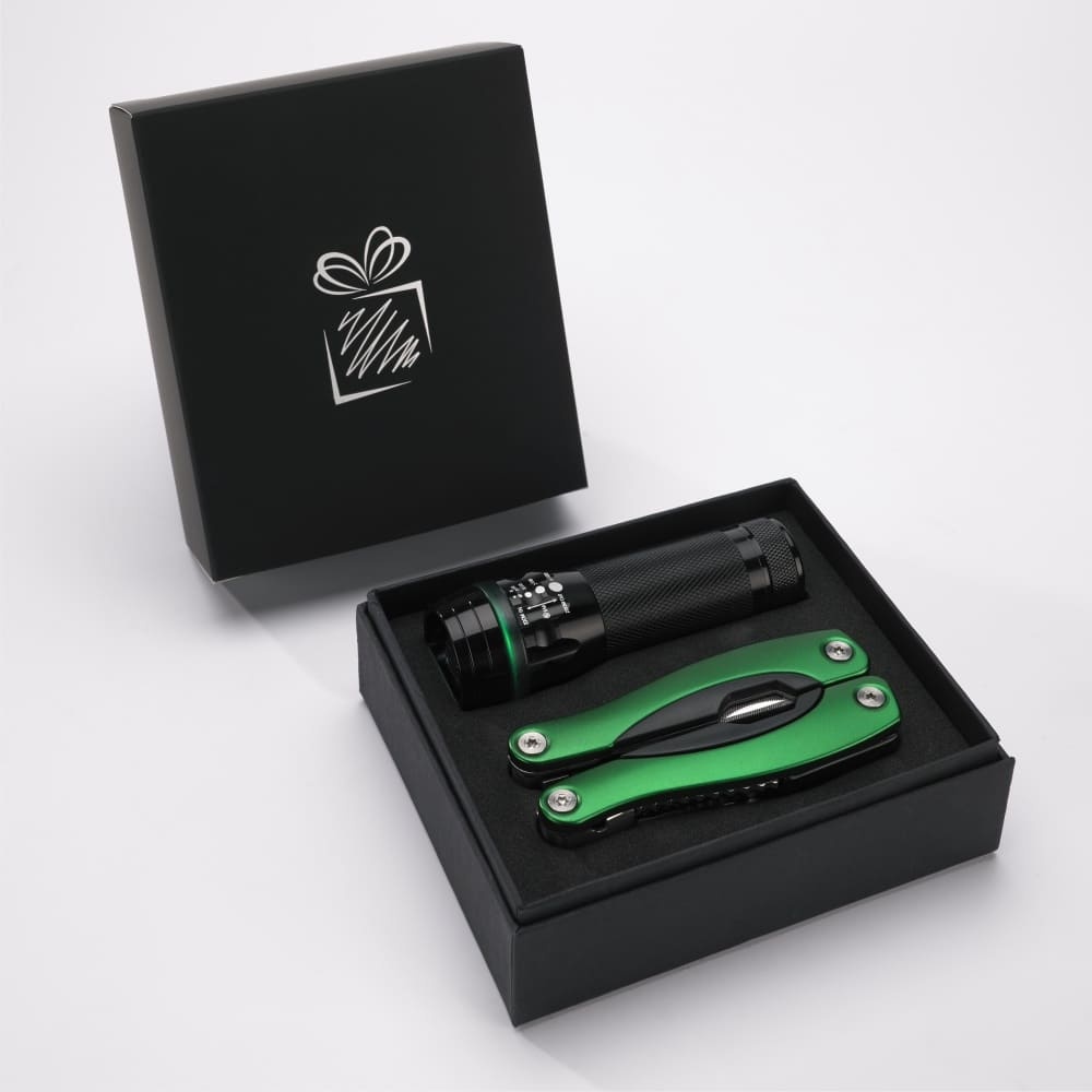 Logotrade business gifts photo of: Gift set Colorado II - torch & large multitool, green