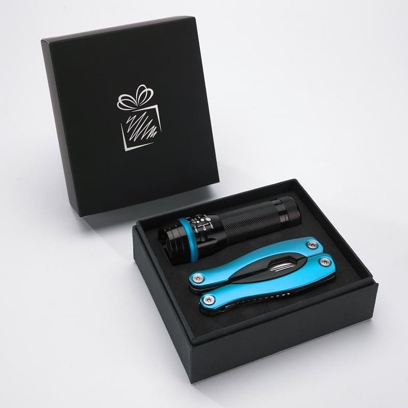 Logo trade promotional product photo of: Gift set Colorado II - torch & large multitool, turquoise