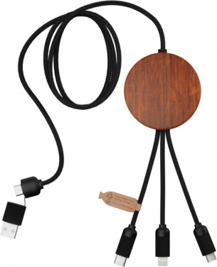 Logo trade corporate gift photo of: Charging cable and pad C40 3-in-1 rPET light-up logo and 10W, black