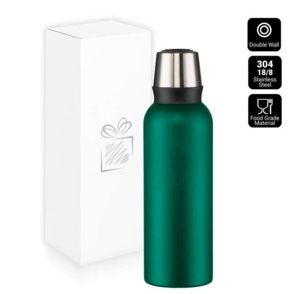 Logo trade corporate gifts image of: Nordic Steel Vacuum Thermos, 1000 ml, green