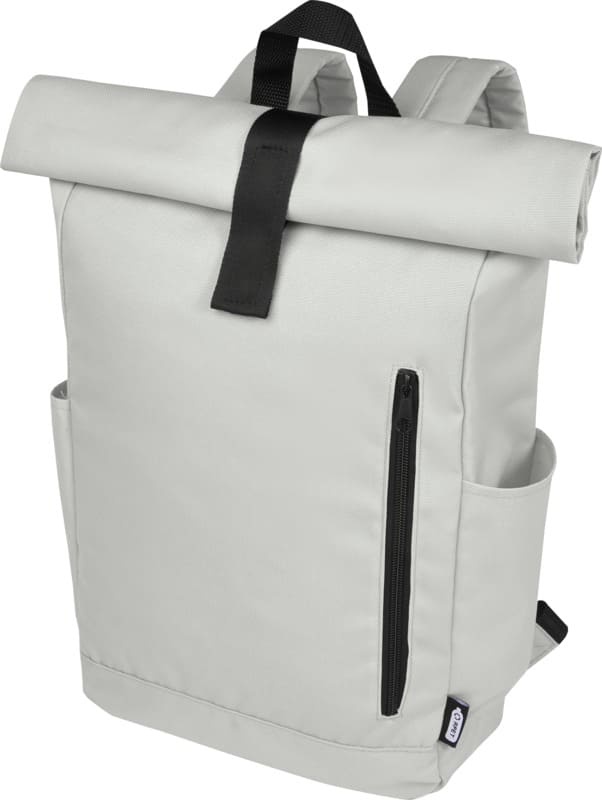 Logo trade promotional merchandise picture of: Cool Byron 15.6" roll-top backpack 18L, light grey