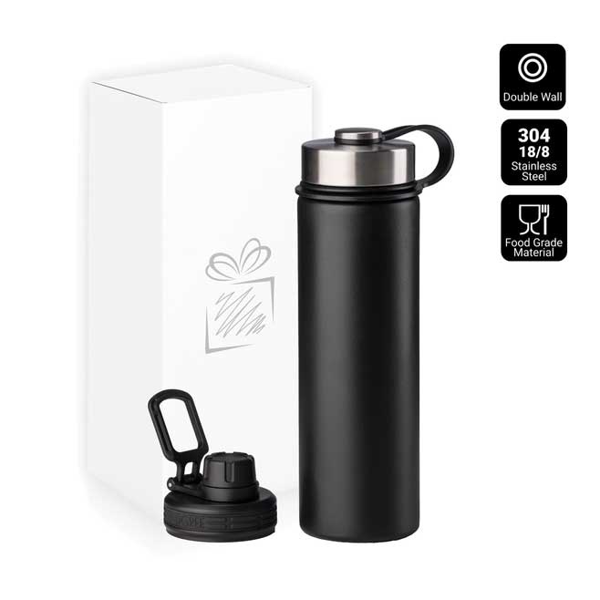 Logo trade promotional giveaways picture of: Nordic Thermal Mug, 650 ml, with 2 lids, black