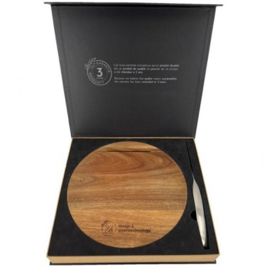 Logo trade promotional merchandise picture of: Wooden cutting board and knife set, natural