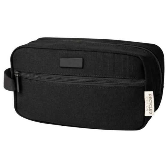 Logo trade promotional products picture of: Joey GRS recycled canvas travel accessory pouch bag 3,5 l, black