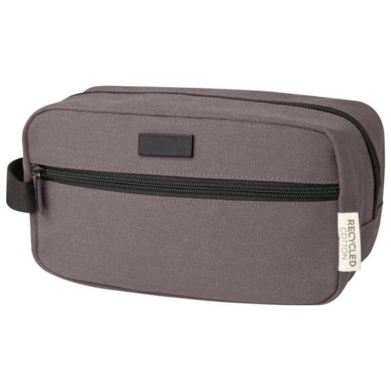 Logo trade corporate gift photo of: Joey GRS recycled canvas travel accessory pouch bag 3,5 l, grey