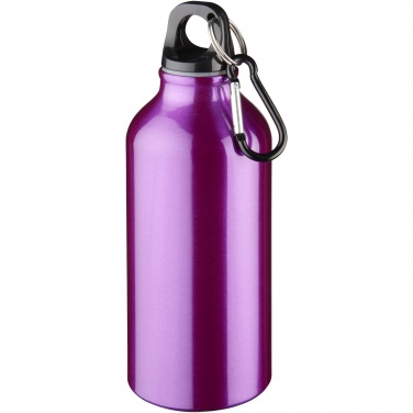 Logo trade promotional gift photo of: Oregon 400 ml aluminium water bottle with carabiner