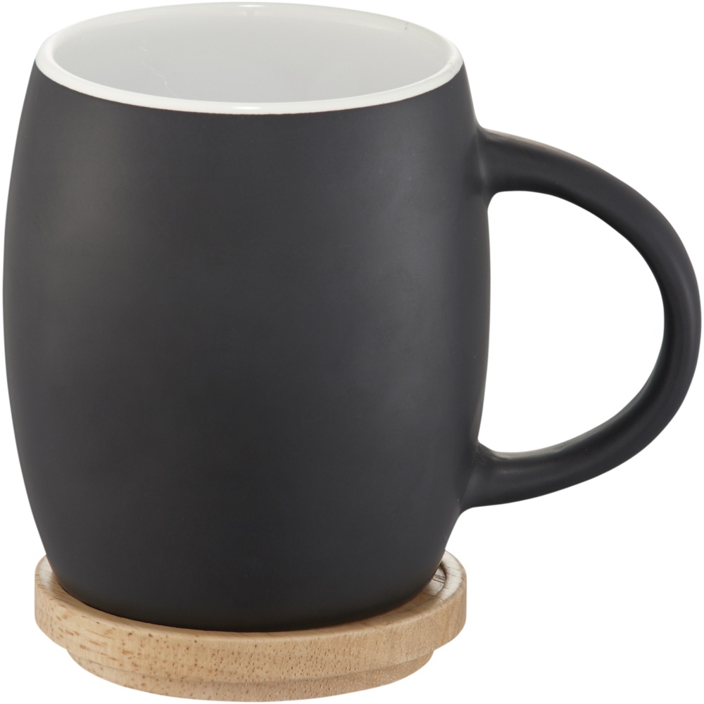 Logo trade promotional merchandise photo of: Hearth 400 ml ceramic mug with wooden coaster