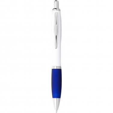 Logo trade corporate gifts image of: Nash ballpoint pen with white barrel and coloured grip