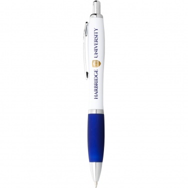 Logo trade promotional giveaway photo of: Nash ballpoint pen with white barrel and coloured grip