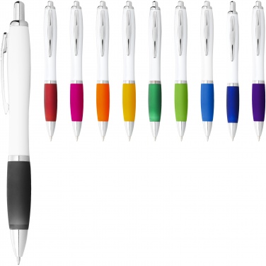 Logo trade advertising products image of: Nash ballpoint pen with white barrel and coloured grip