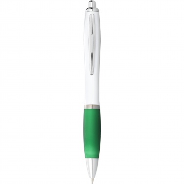 Logo trade advertising products image of: Nash ballpoint pen with white barrel and coloured grip