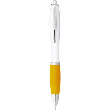 Logo trade promotional merchandise image of: Nash ballpoint pen with white barrel and coloured grip