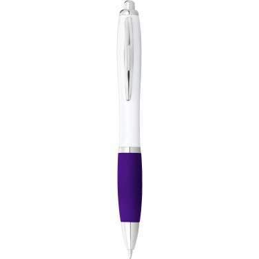 Logo trade promotional gifts picture of: Nash ballpoint pen with white barrel and coloured grip