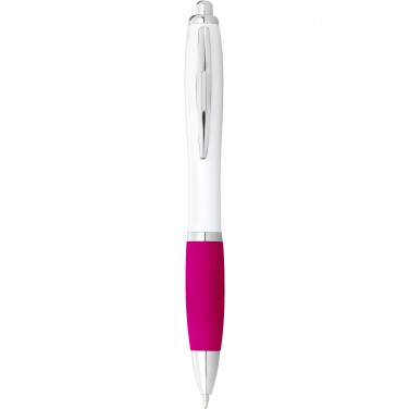 Logo trade corporate gifts picture of: Nash ballpoint pen with white barrel and coloured grip