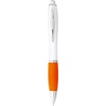 Nash ballpoint pen with white barrel and coloured grip, White / Orange