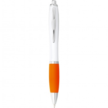 Logo trade corporate gifts image of: Nash ballpoint pen with white barrel and coloured grip