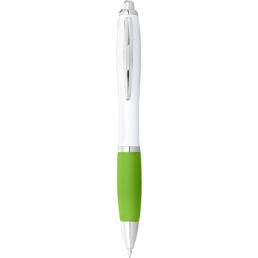 Logo trade advertising products picture of: Nash ballpoint pen with white barrel and coloured grip