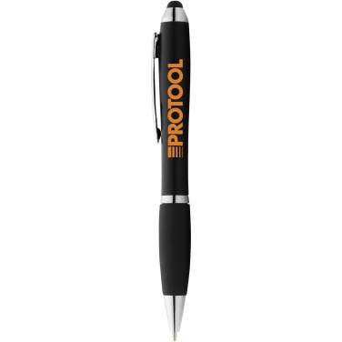 Logo trade corporate gifts image of: Nash coloured stylus ballpoint pen with black grip