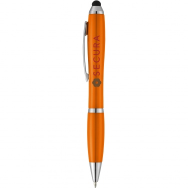 Logo trade promotional items image of: Nash stylus ballpoint pen with coloured grip