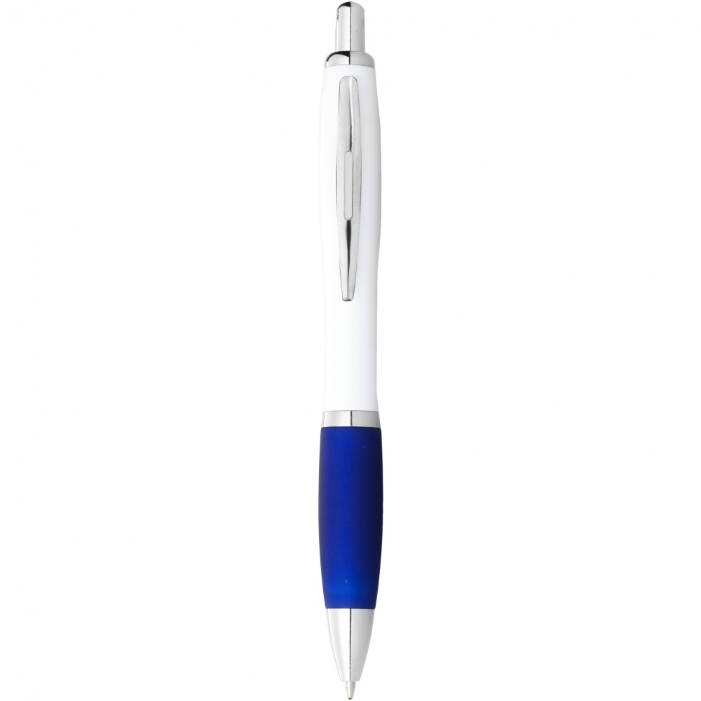 Logo trade promotional merchandise image of: Nash ballpoint pen white barrel and coloured grip