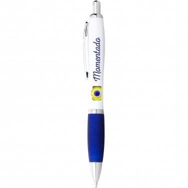 Logo trade corporate gift photo of: Nash ballpoint pen white barrel and coloured grip