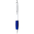 Nash ballpoint pen white barrel and coloured grip, White / Royal blue