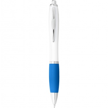 Logo trade promotional giveaways image of: Nash ballpoint pen white barrel and coloured grip