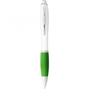 Logo trade corporate gifts image of: Nash ballpoint pen white barrel and coloured grip