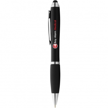 Logo trade promotional merchandise photo of: Nash coloured stylus ballpoint pen with black grip