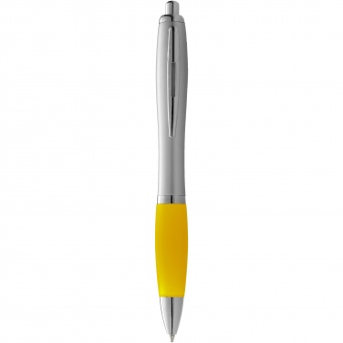 Logo trade promotional merchandise photo of: Nash ballpoint pen silver barrel and coloured grip