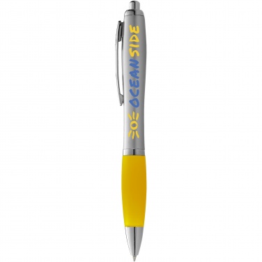 Logo trade promotional gifts image of: Nash ballpoint pen silver barrel and coloured grip