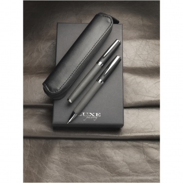 Logotrade promotional giveaway image of: Carbon duo pen gift set with pouch